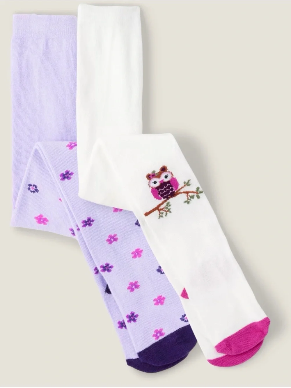 Gymboree Girls Owl Floral Tights 2-Pack - Magical Meadow. NEW
